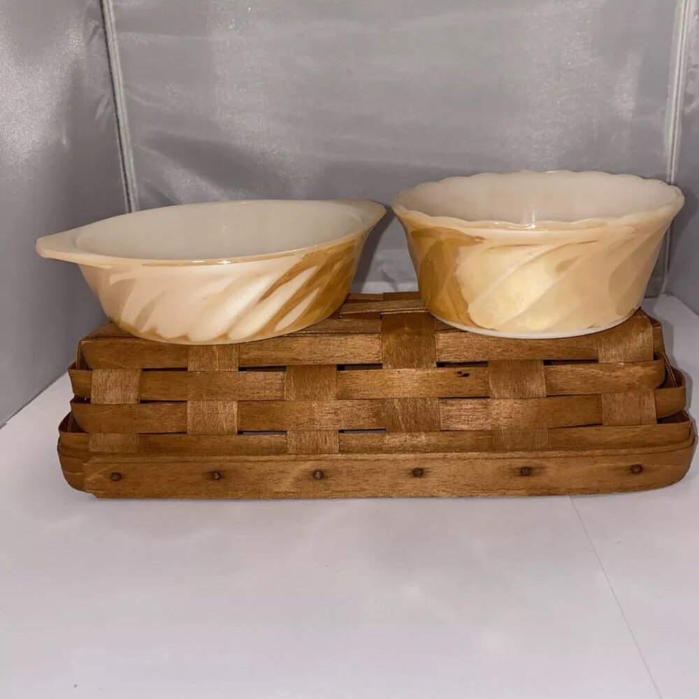 ANCHOR HOCKING FIRE KING PEACH LUSTERWARE #20 Small Dish & Bowl